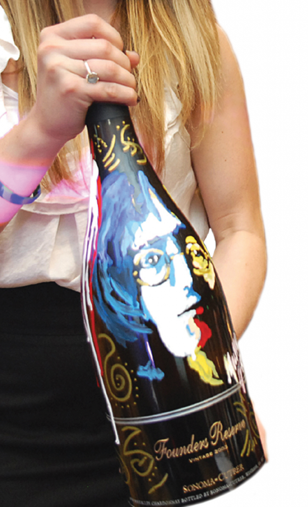Custom Painted John Lennon Wine Bottle - Wine (622x1024), Png Download