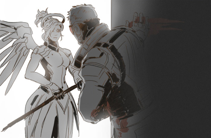 View Samegoogleiqdbsaucenao 1521020204415 , - Mercy And Soldier 76 Fanart (700x460), Png Download