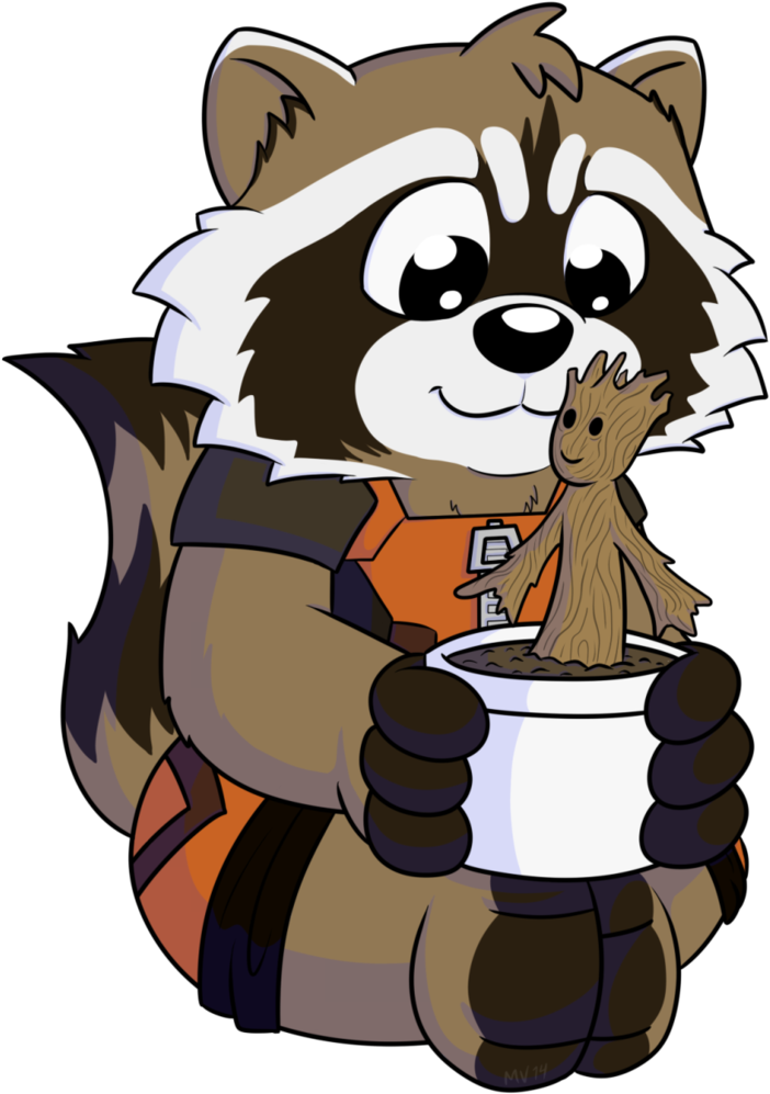 Rocket And Groot By Cartcoon On Deviantart Banner Transparent - Starlord Cartoon (772x1034), Png Download