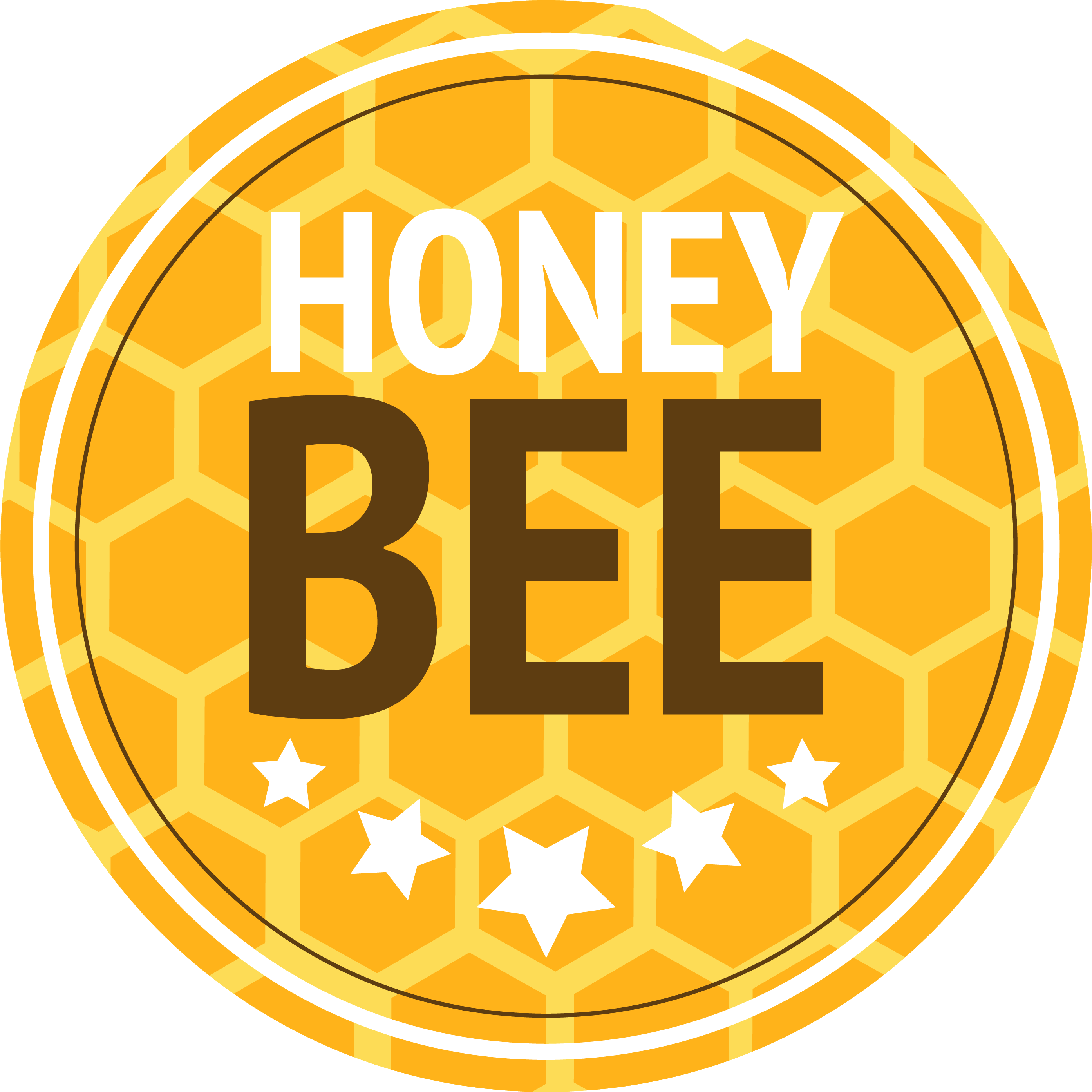 Bee Honeycomb Round Label - Bee Honey Label (3986x3816), Png Download
