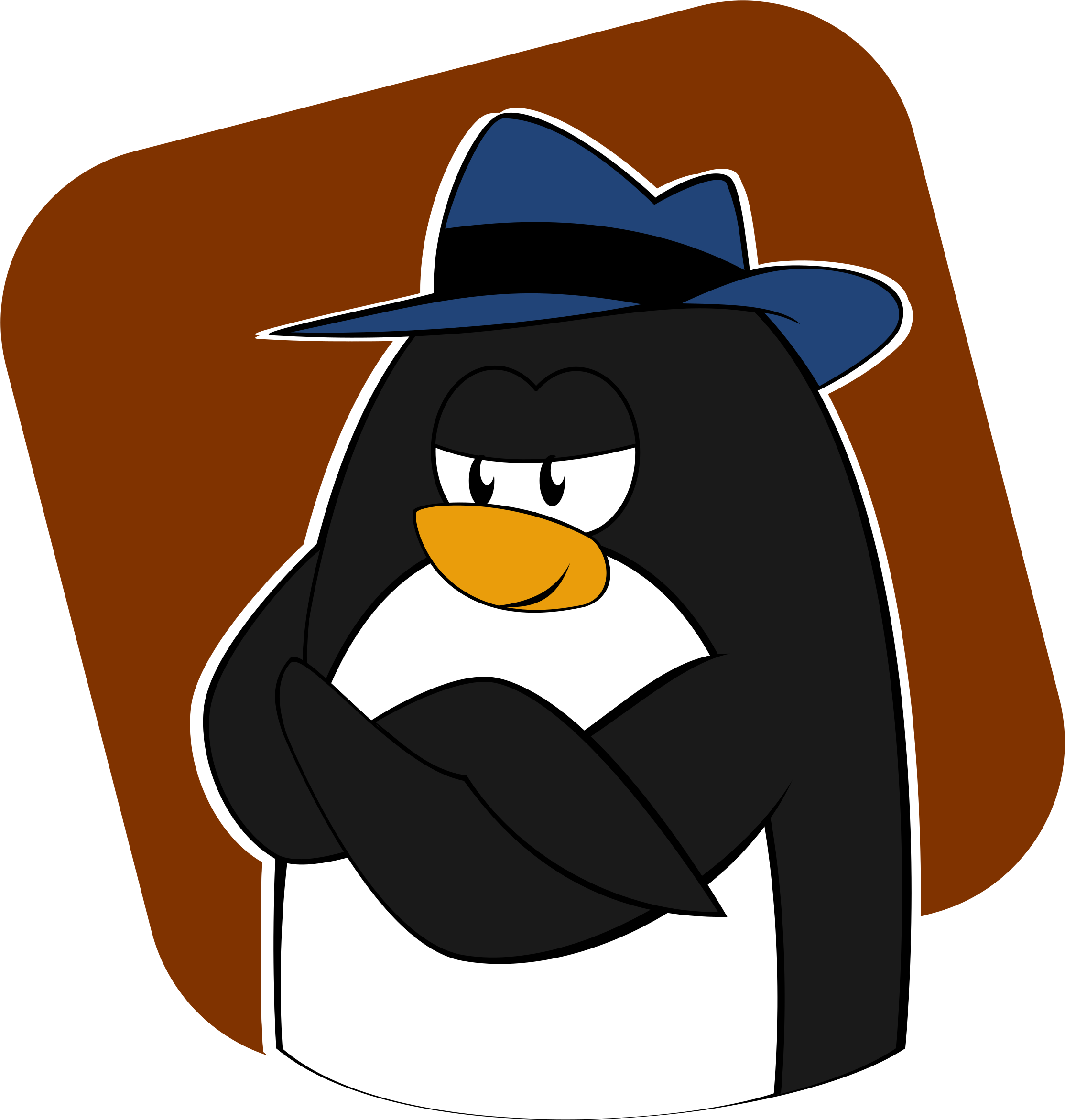 Clipart - Penguin With A Fedora (2277x2400), Png Download