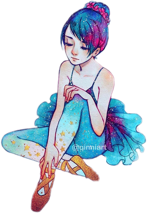 Drawing A Galaxy Ballerina (480x695), Png Download