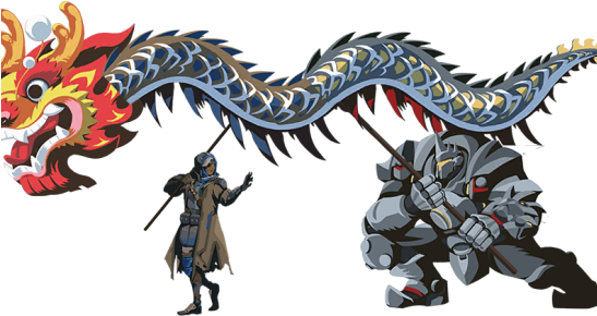Ana X Reinhardt - Overwatch Dragon Dance Sprays (546x307), Png Download