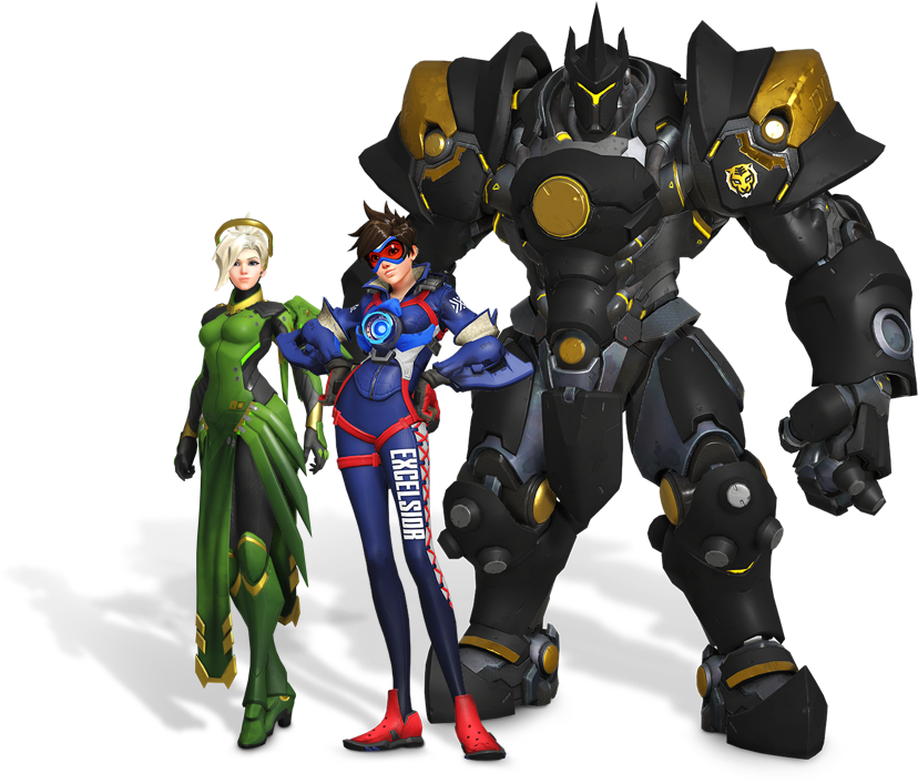 Tracer And Reinhardt (seoul Dynasty) - Overwatch All Star Skins (866x720), Png Download