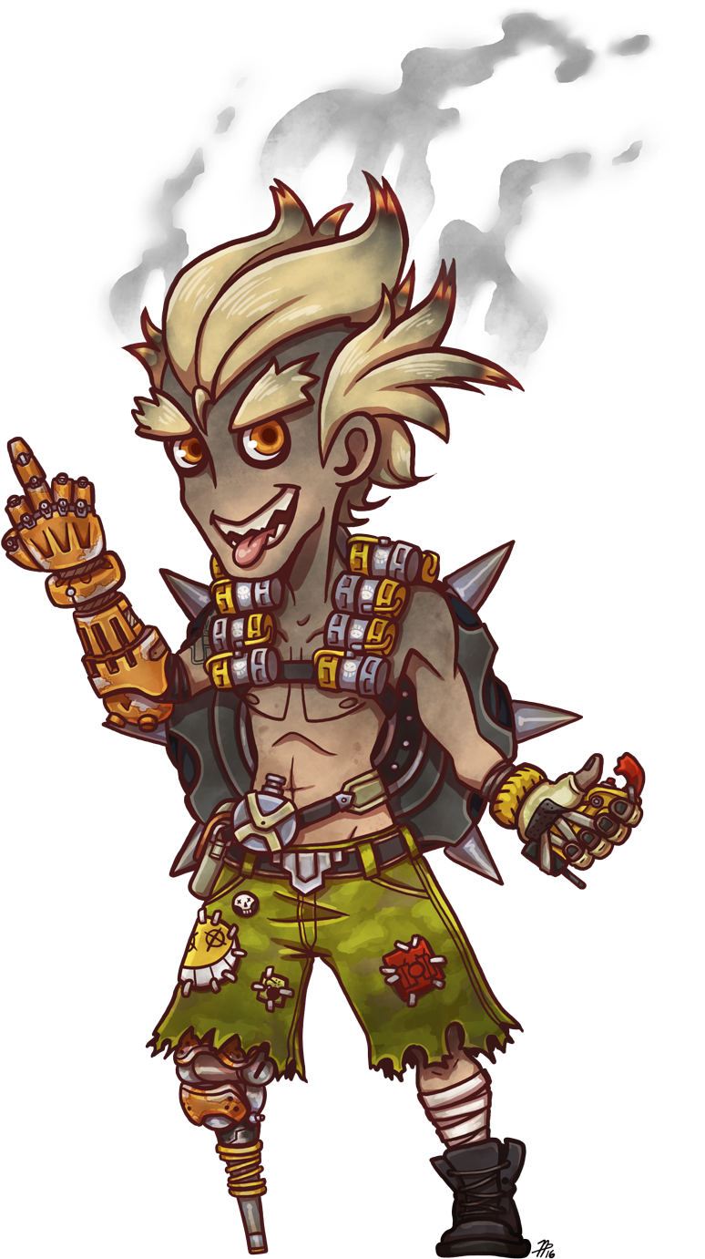Junkrat Chibi By Roseannepage On Deviantart Jpg Library - Overwatch Junkrat Chibi (800x1420), Png Download