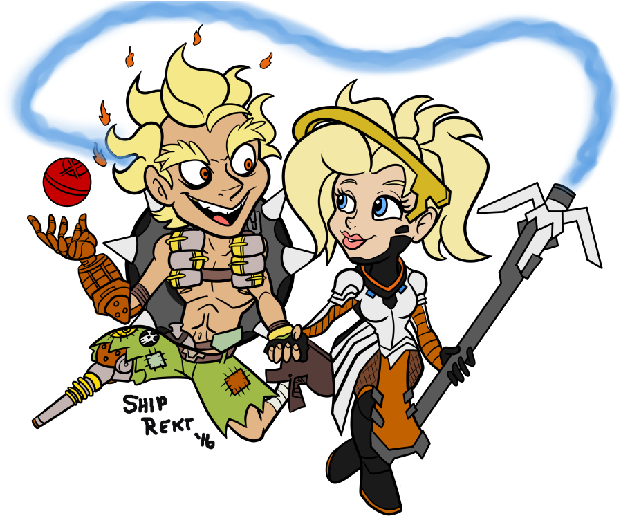 Balls Deep In Mercyrat - Junkrat And Mercy Ship (960x782), Png Download