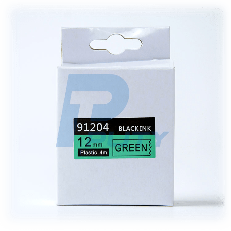 Compatible Black On Green 91204 12mm Label Tapes For - Label (750x750), Png Download