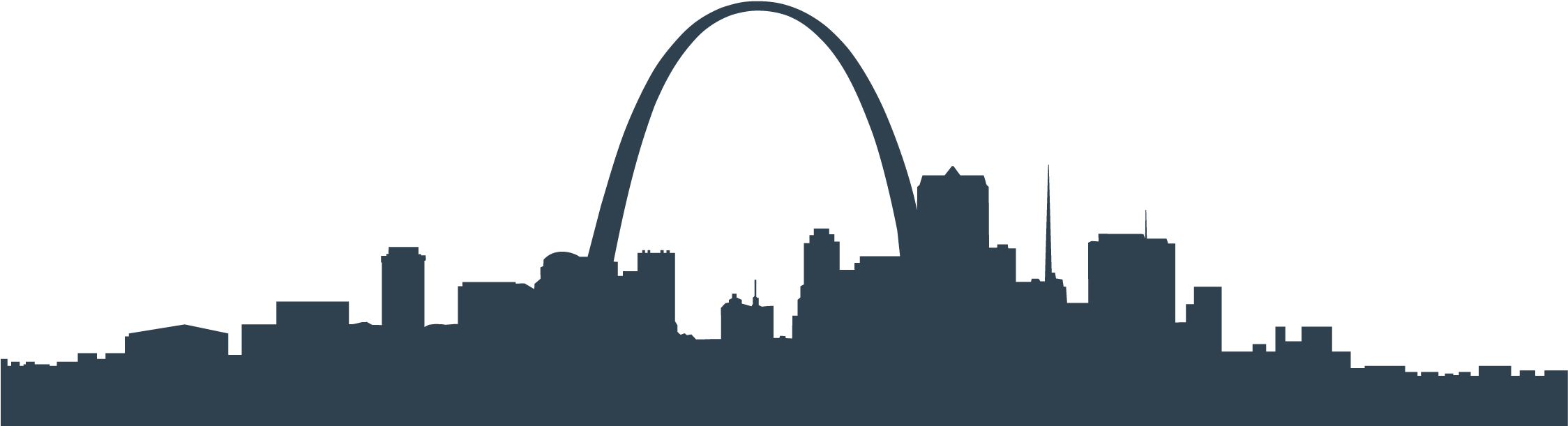 Cityscape - St Louis Skyline Black And White (2457x617), Png Download