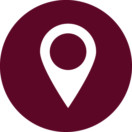 Round Maroon And White Location Icon - Circle Location Icon Png (514x514), Png Download