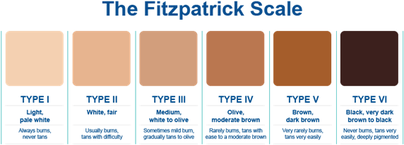 Fitzpatrick Color Chart - Racist Skin Tone Chart (615x255), Png Download