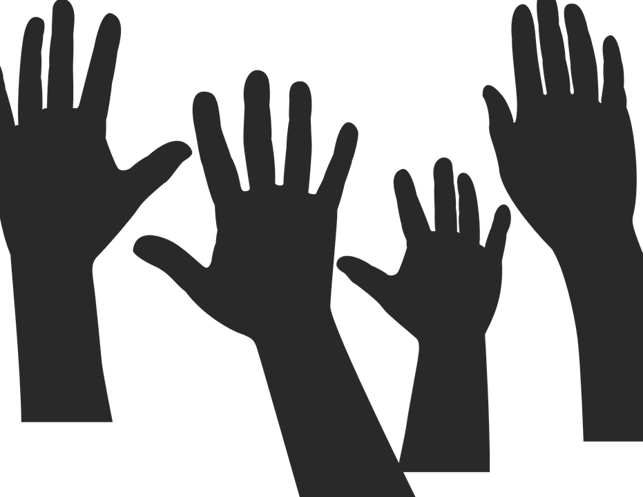 Raised Hands Png - Raising Hand No Background (931x720), Png Download