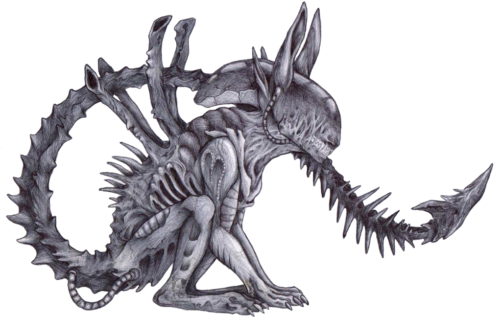 Cat Xenomorph By Zombiemutt13 - Xenomorph With Cat (1024x702), Png Download