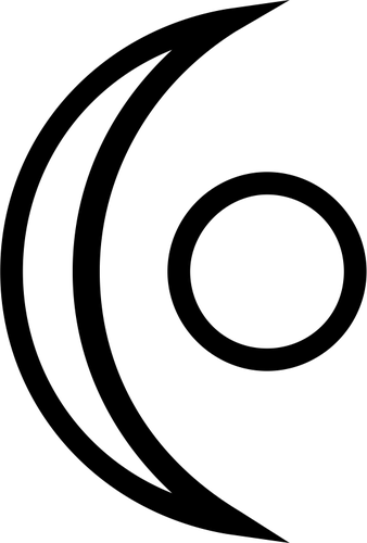 Vector Drawing Of Green Half Public Domain - Moon And Circle Symbol (338x500), Png Download