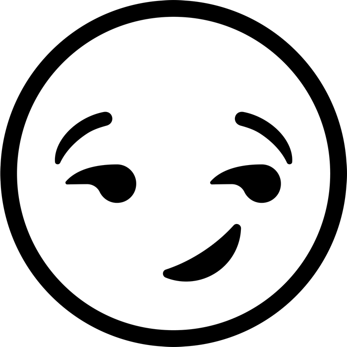 Smirking Face Emoji Rubber Stamp - Emoji Clipart Black And White (700x700), Png Download