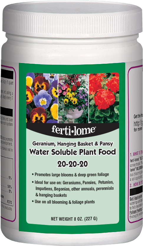Geranium, Hanging Basket - Fertilome Hanging Basket And Pansy Dry Plant Food-240ml (900x1400), Png Download