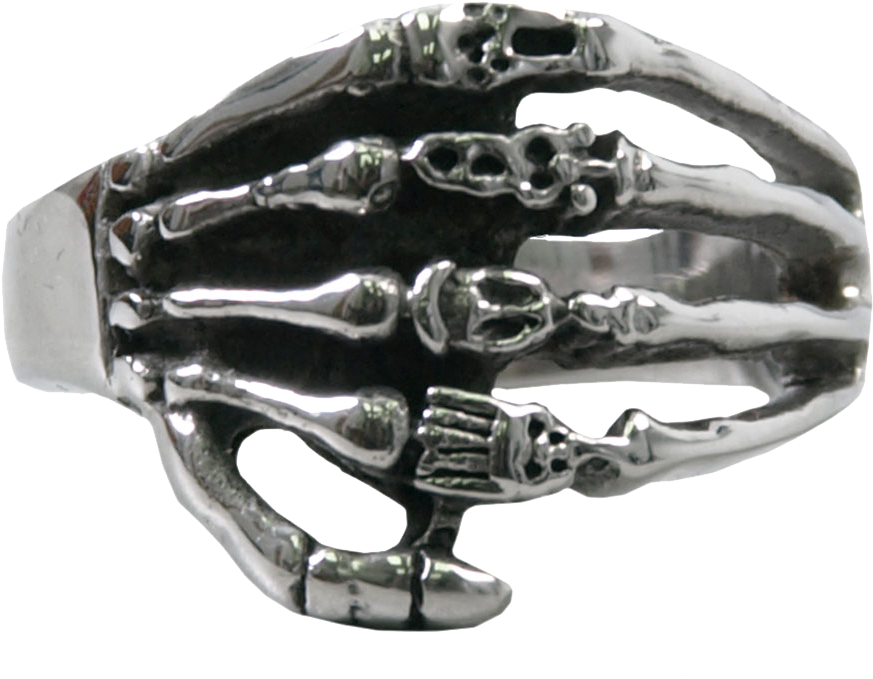 Stainless Steel Men's Skeleton Hand Ring - Stainless (1200x1200), Png Download