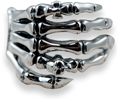 925 Sterling Silver Skeleton Hand Ring - Skeleton Hand Ring 925 Sterling Silver Rocker Gothic (400x399), Png Download
