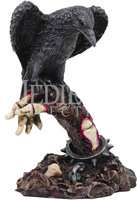 Raven With Skeleton Statue - Raven With Skeleton Cold Cast Resin Desktop Statue, (692x692), Png Download