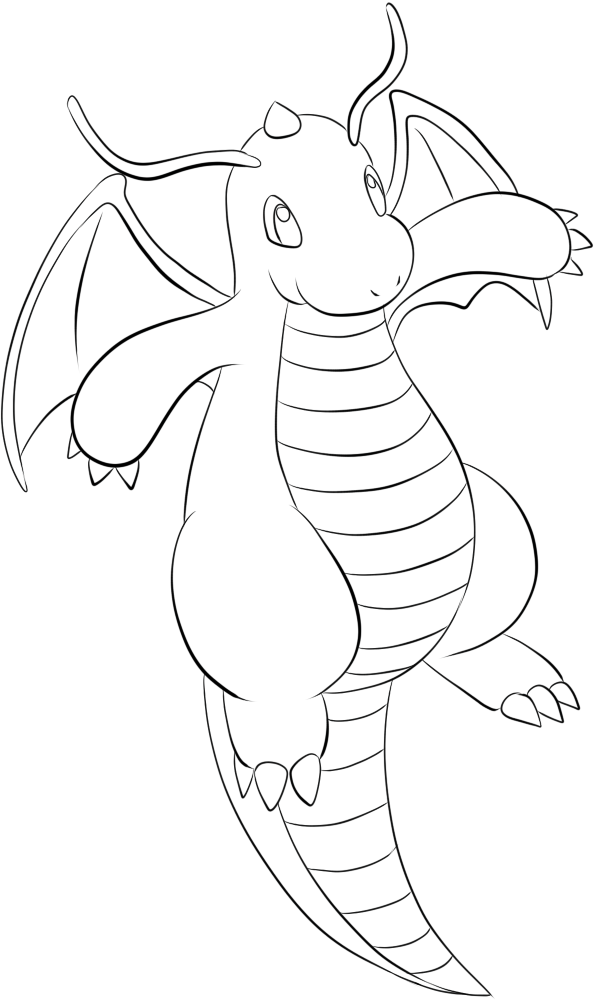 149 Dragonite Lineart By ~lilly-gerbil Swag - Dragonite Lineart (594x1000), Png Download