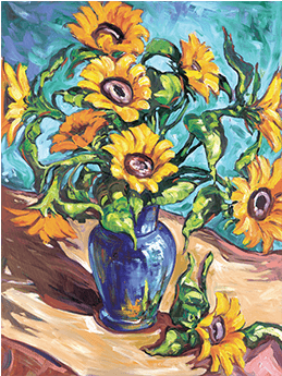 Sunflowers - Sunflower Paintings (500x500), Png Download