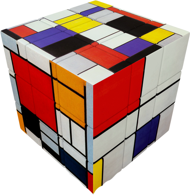 Rubik's Cube Costume V-cube 3 Flat - Mondrian Cube (640x640), Png Download