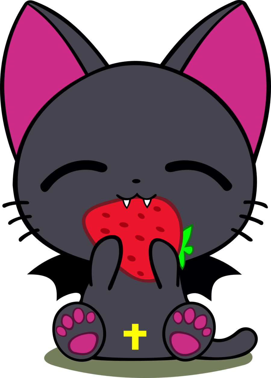Anime Cat Eating Strawberry - Nyanpire The Animation (900x1253), Png Download