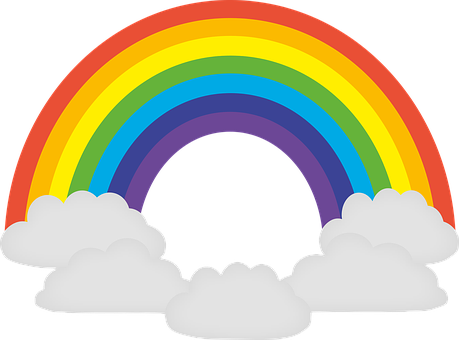 Rainbow, Colorful, Prism, Chromatic - Rainbow With 2 Clouds (459x340), Png Download