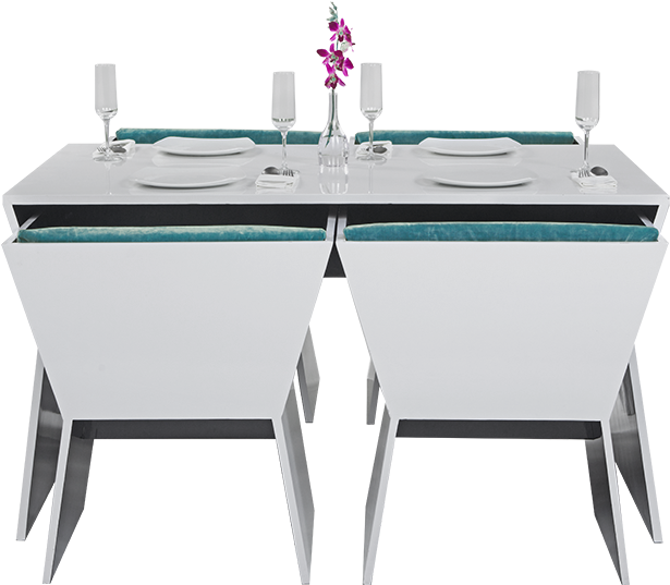 Trapezoid Dining Table With Chairs, White Black Blue - Bathroom Sink (627x550), Png Download