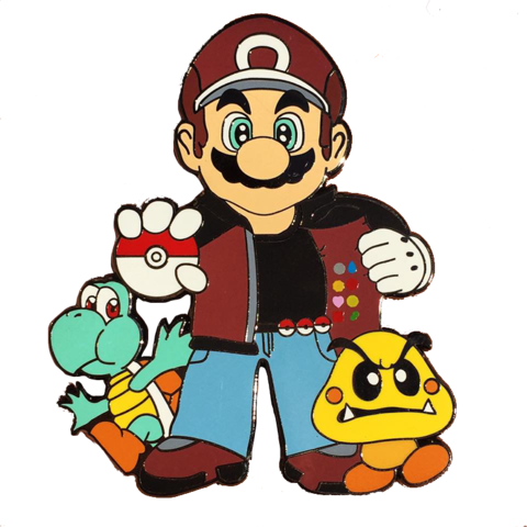 Pokemon Trainer Mario Hat Pin - Creative Pin (480x480), Png Download