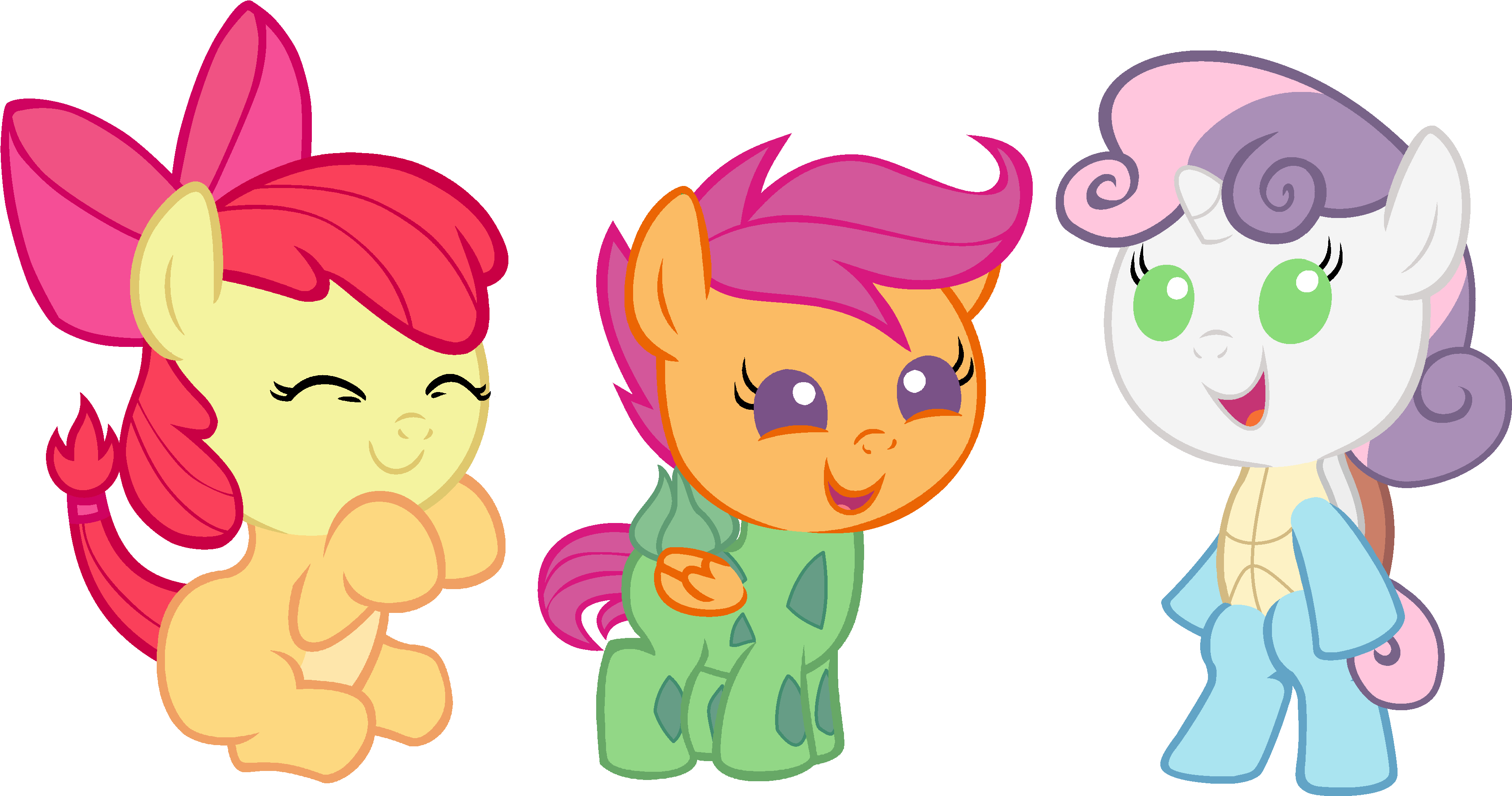 Baby Belle, Baby Pony, Baby Scootaloo, Bulbasaur, Charmander, - Mlp Baby Apple Bloom (3840x2400), Png Download