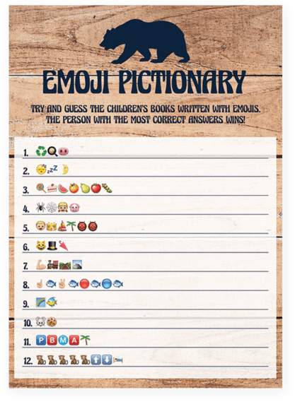 Rustic Baby Shower Emoji Pictionary Game Printable - Shower Baby Emoji Pictionary Printable (480x600), Png Download