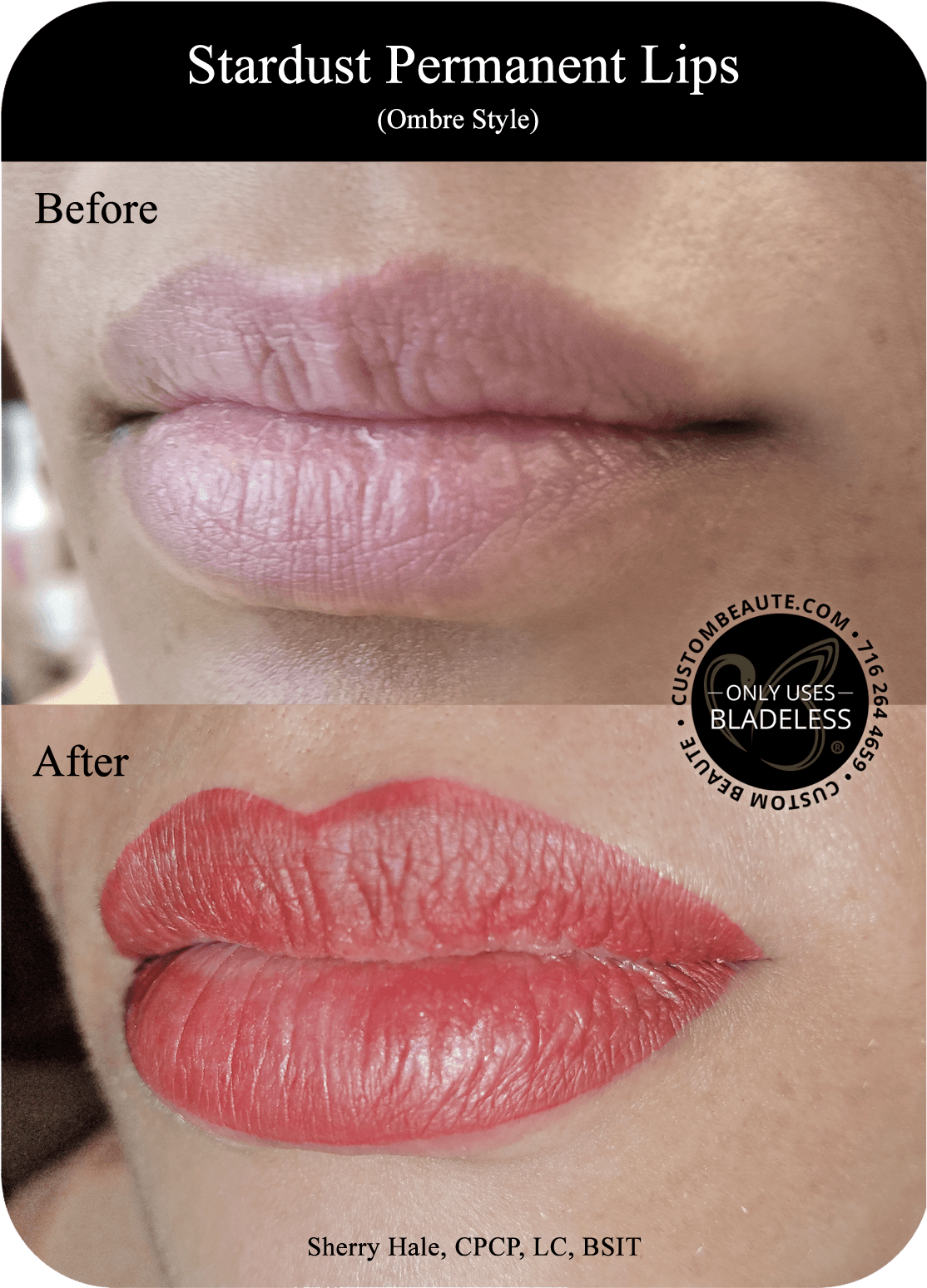 Before And After Permanent Eyeliner - Permanent Lip Tattoo Before And After (1200x1800), Png Download