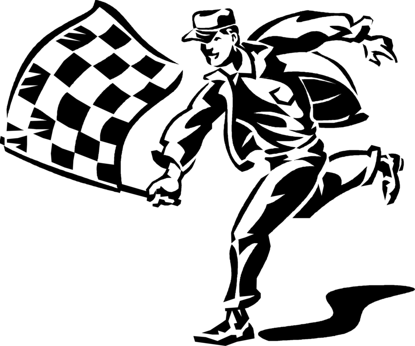 Motor Race Official With Checkered Flag - Bandiera A Scacchi Vettoriale (839x700), Png Download