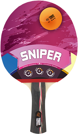 Sniper - Tiger Ping Pong Sniper Table Tennis Racket (341x500), Png Download