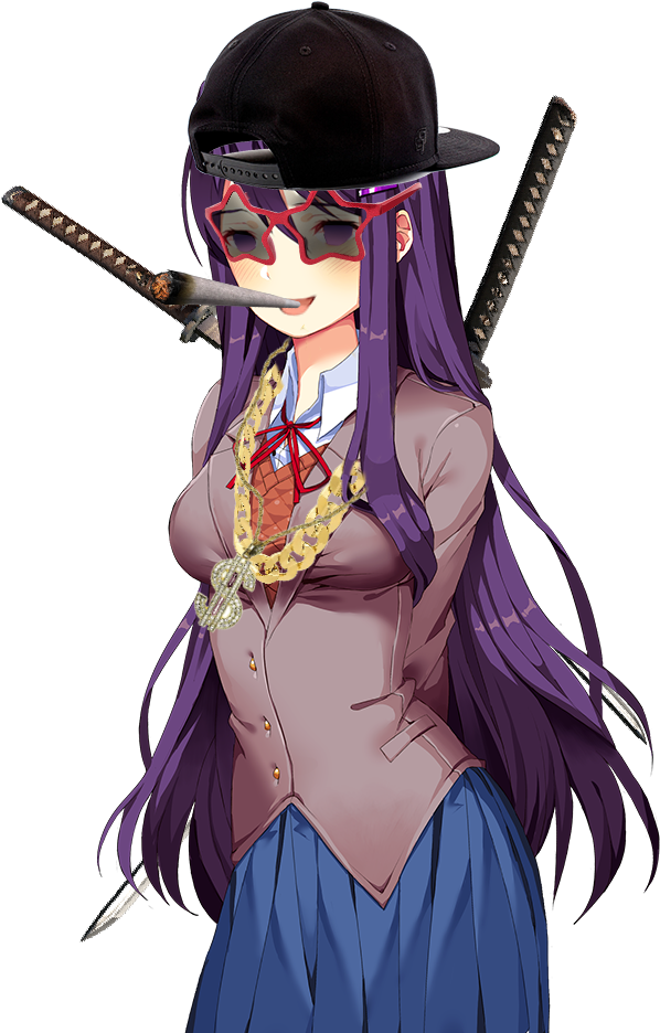 Yuri With Two Samurai Swords Smoking A Blunt - Doki Doki Yuri S Eye (960x960), Png Download