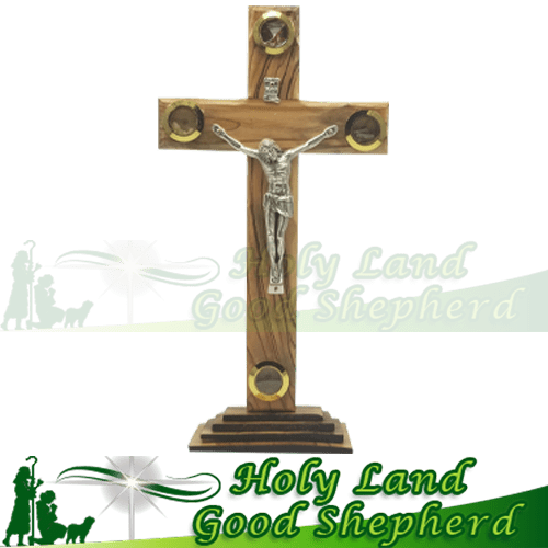 Olive Wood Hand Made Cross - Mother Of Pearl The Holy Land (500x500), Png Download