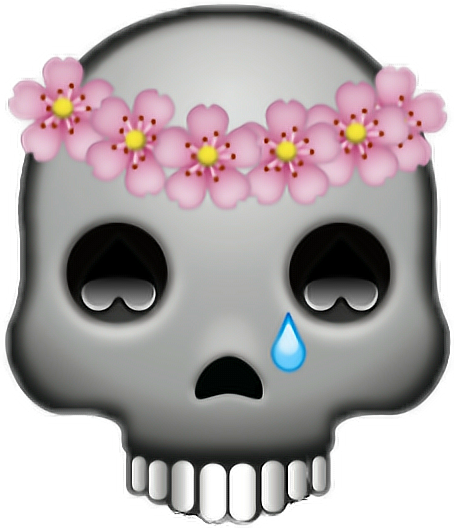 Flower Dailysticker Dead Blackandwhite Emoji Snapchat - Skull Clario Pendant Necklace (454x528), Png Download