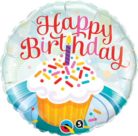 18 Inch "happy Birthday" Foil Balloon As Pictured - Birthday Cupcake And Sprinkles Balloon In A Box (480x480), Png Download