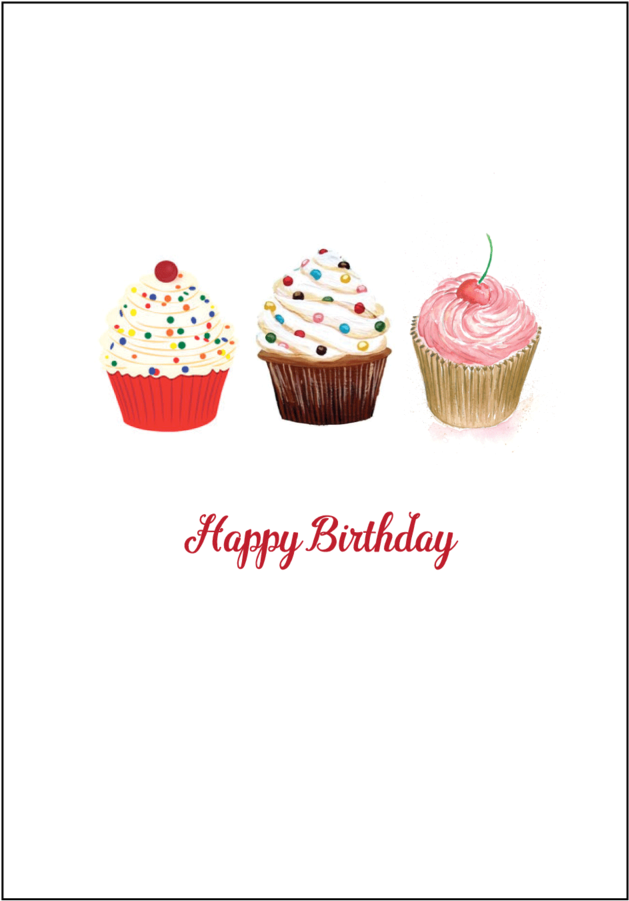 Three Cupcakes Birthday Card Set Backofcard (1000x1429), Png Download