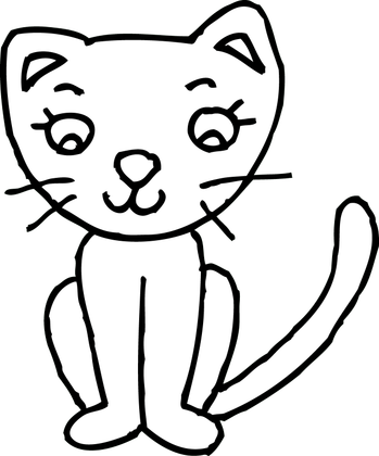 Zoom - Cat Black And White Clip Art (349x420), Png Download