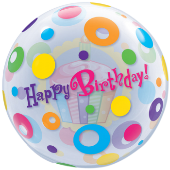 Birthday Cupcake & Dots Bubble Balloon - Bubble Balloon - Birthday Cupcake & Dots 56 Cm (350x350), Png Download