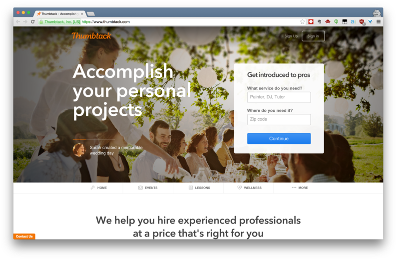 Thumbtack Homepage - Investment (800x524), Png Download