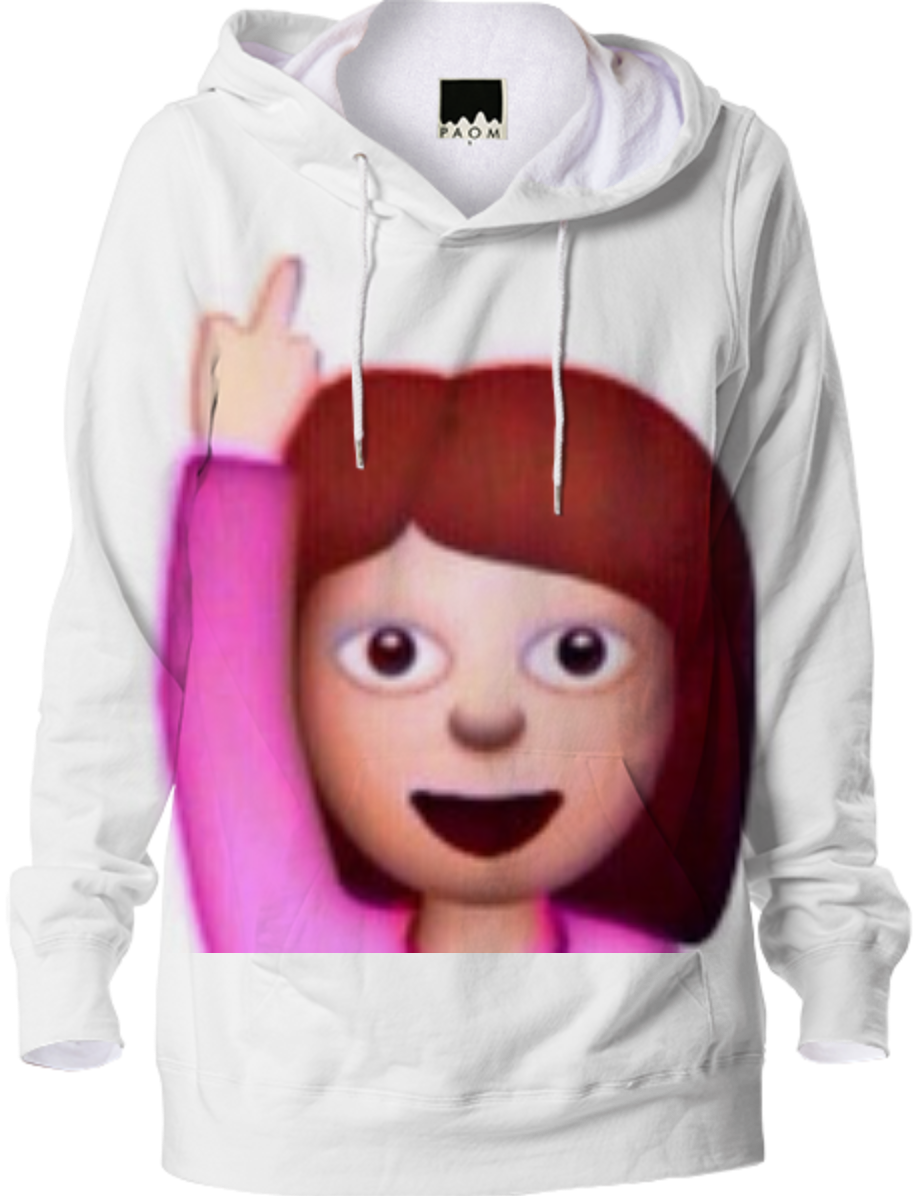 Shop Emoji Middle Finger- Hoodie By Xx - Emoji Girl Fuck You (914x1196), Png Download