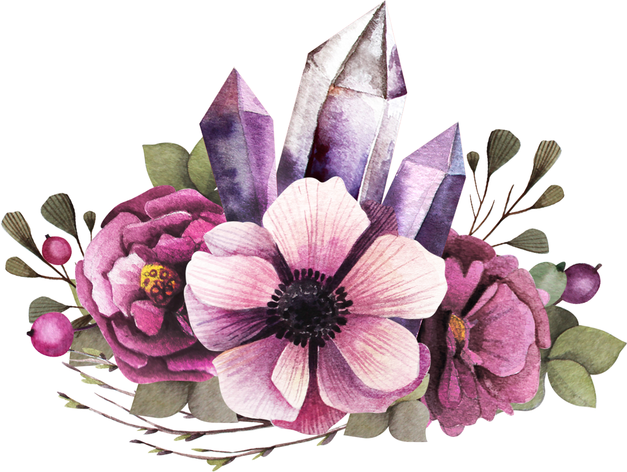 Peach Flower Clipart Flower Cluster - Watercolor Purple Flowers Png (1228x924), Png Download