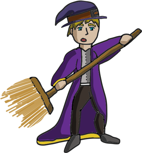 A Young Wizard's First Broom - Cartoon (624x617), Png Download