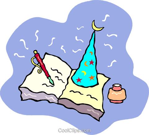 Wizard Hat Sitting On A Book Royalty Free Vector Clip - Pencil Project (480x437), Png Download