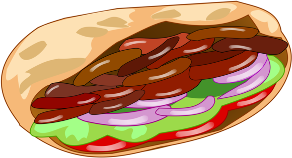 Doner Kebab Turkish Cuisine Taco Barbecue - Kebab Clipart (595x340), Png Download