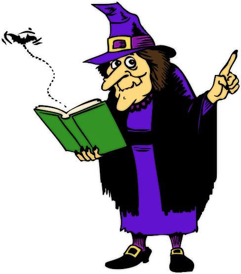 Witch Clip Art Silhouette - Witch Reading A Book (511x574), Png Download