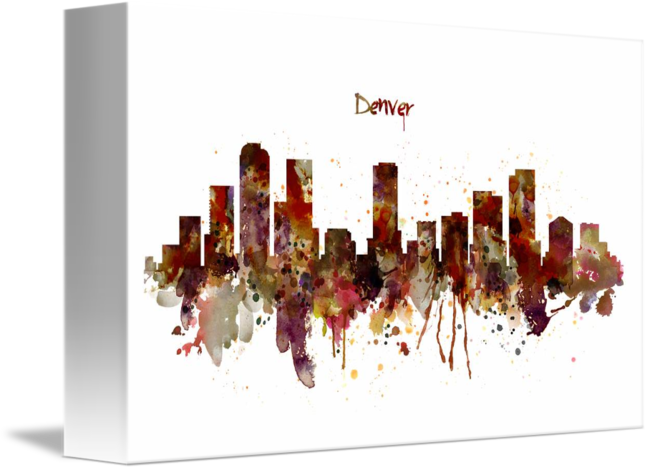 "denver Skyline Silhouette" By Marian Voicu - Denver Skyline (650x470), Png Download