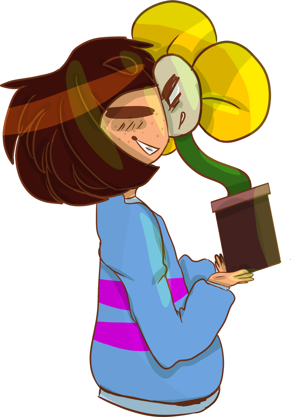 Frisk And Sata I Mean Flowey By Chillgoat-d9i9y8r - Frisk And Flowey Png (1220x1747), Png Download